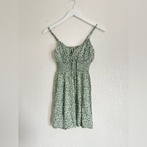 La Hearts Green Floral Tie-Front Mini Dress
